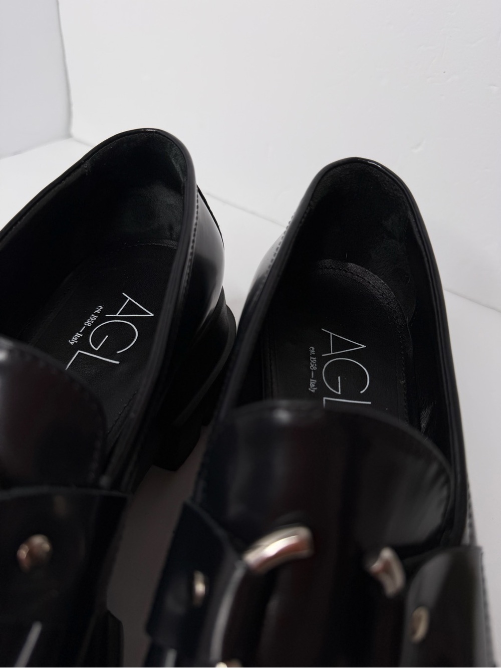 AGL Monique chunky sole leather loafers in black leather Women's EU 39/ 8.5-9 US - Picture 6 of 15